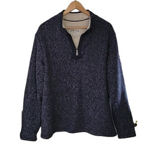 ORVIS Brighton Gray Sherpa Sweatshirt long sleeves quater zip men's mock neck L